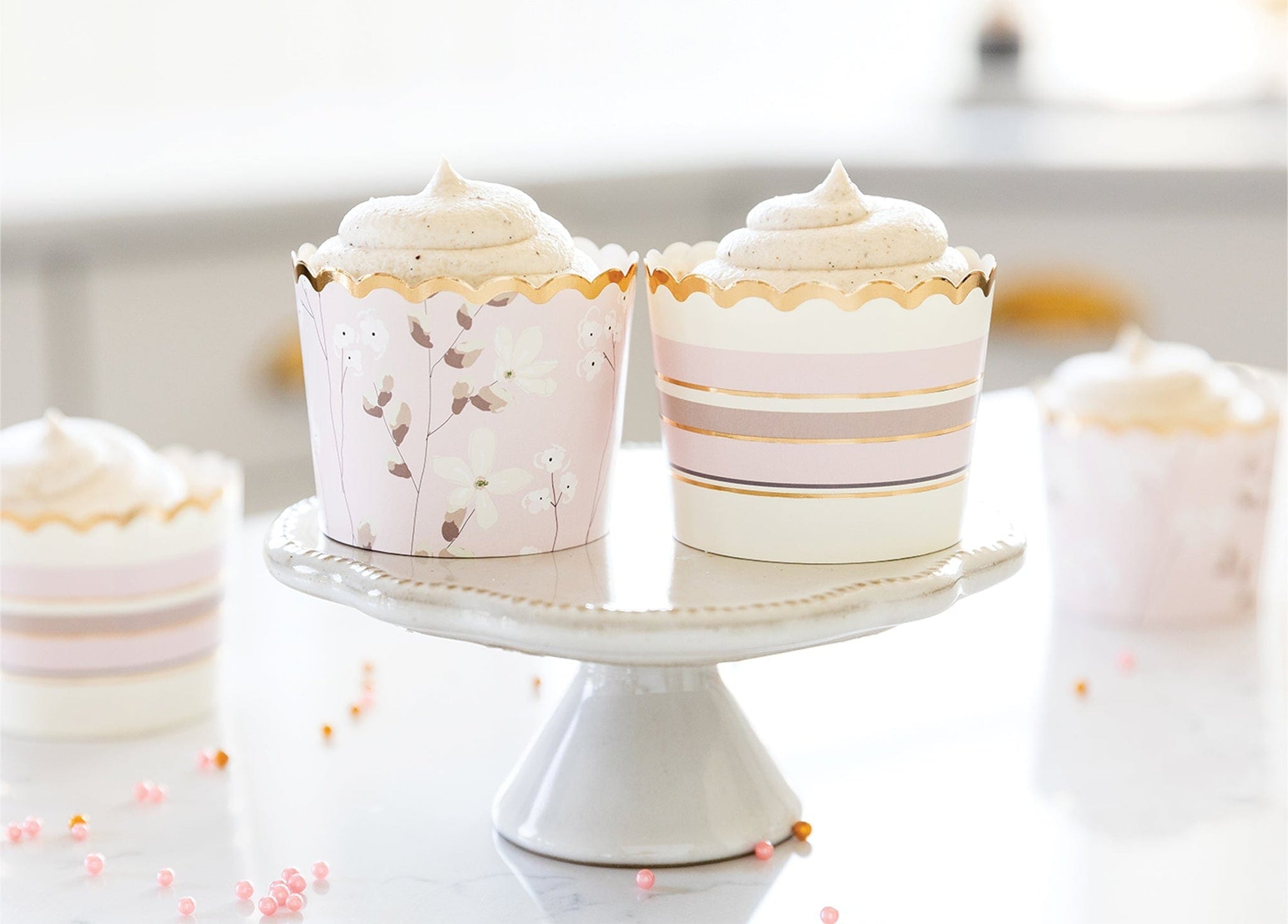 Pink Floral and Ombre Stripe Baking Treat Cups