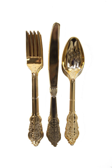 Baroque Gold Plastic Cutlery