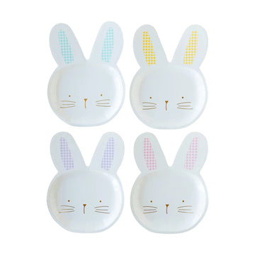 Pastel Gingham Bunny Face Plates - Large