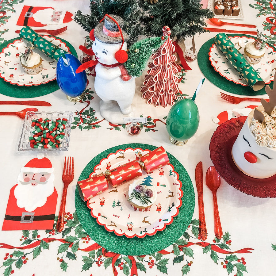 Santa Christmas Candy Pattern Plates - Large