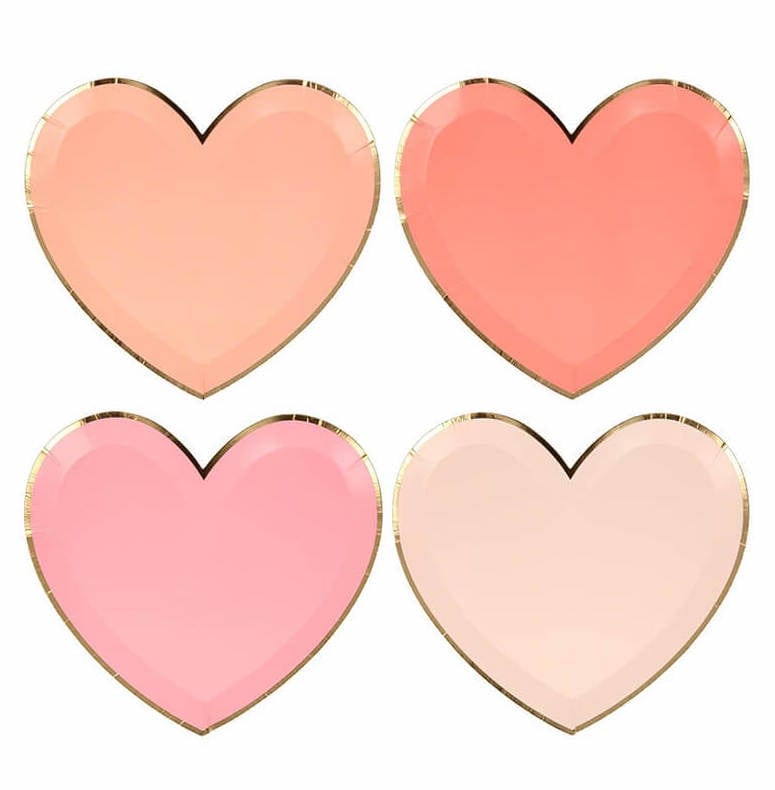 Shades of Pink Heart Plates - Large