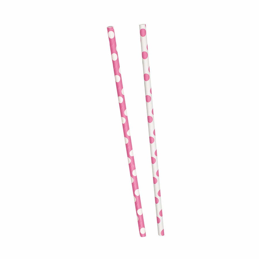 Pink Polka Dot Paper Straws