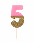 Pink and Gold Glitter Number Candle