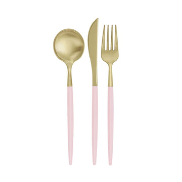 Pink and Gold Disposable Cutlery