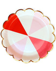 Red and Pink Stripe Plates - Large