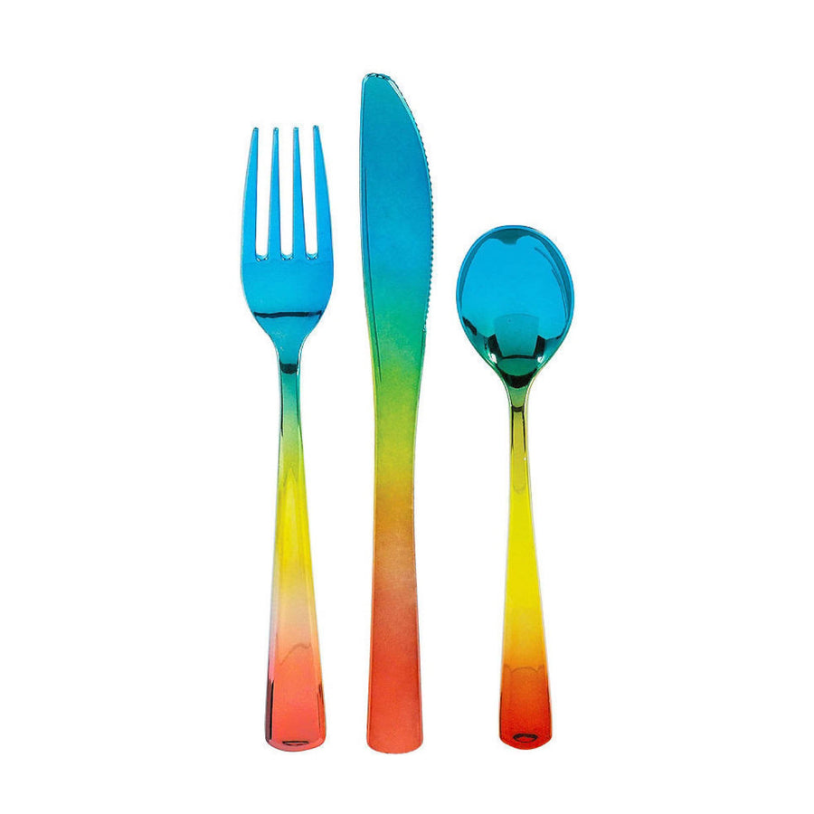 Rainbow Ombre Plastic Cutlery