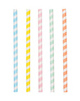 Pastel Rainbow Stripe Paper Milkshake Straws
