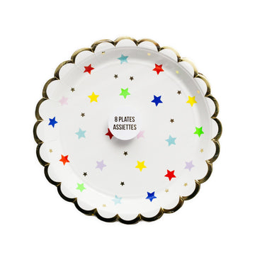 Rainbow Stars Scalloped Plates - Large