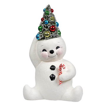 Rainbow Tree Hat Snowman With Candy Cane
