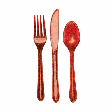 Red Glitter Party Cutlery