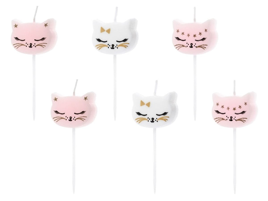 Pink and White Cat Candles