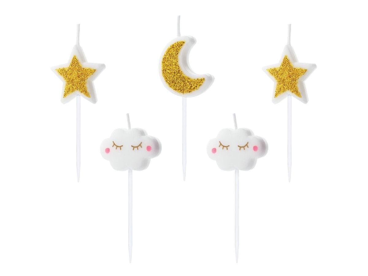 Cloud, Moon, and Star Cake Candles