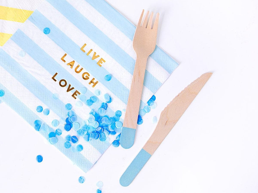 Blue Accent Wooden Cutlery