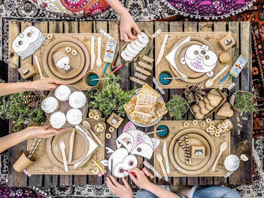 Blue Accent Wooden Cutlery