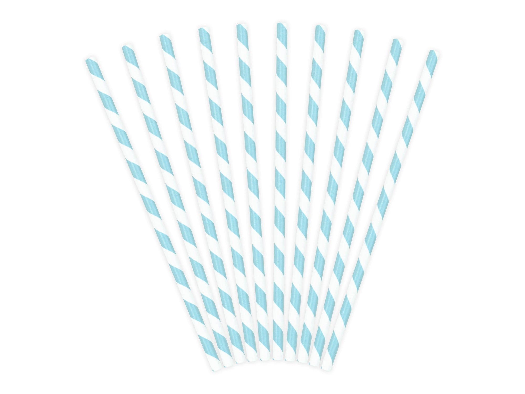 Striped Sky Blue Paper Straws
