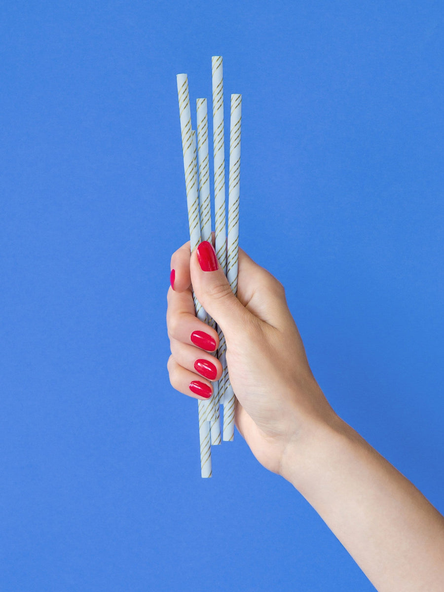 Blue and Gold Paper Straws
