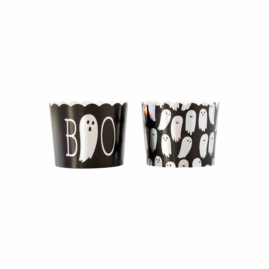 Silver Boo Ghost Baking Cups