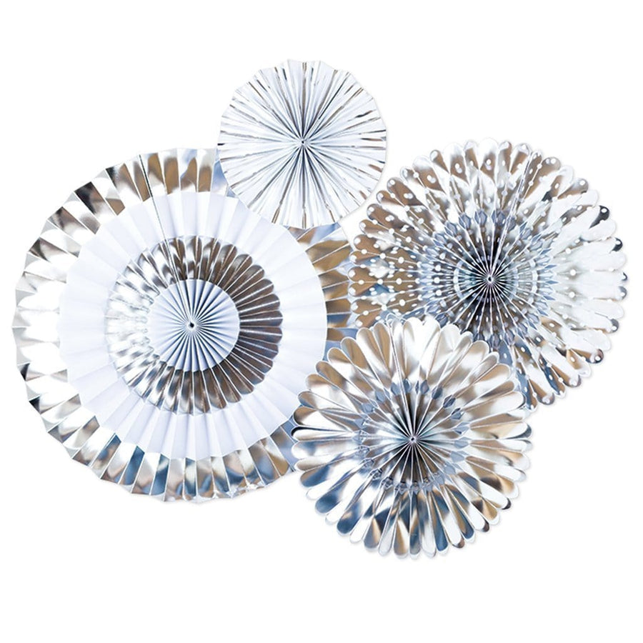 Silver Chrome Foil Party Fans