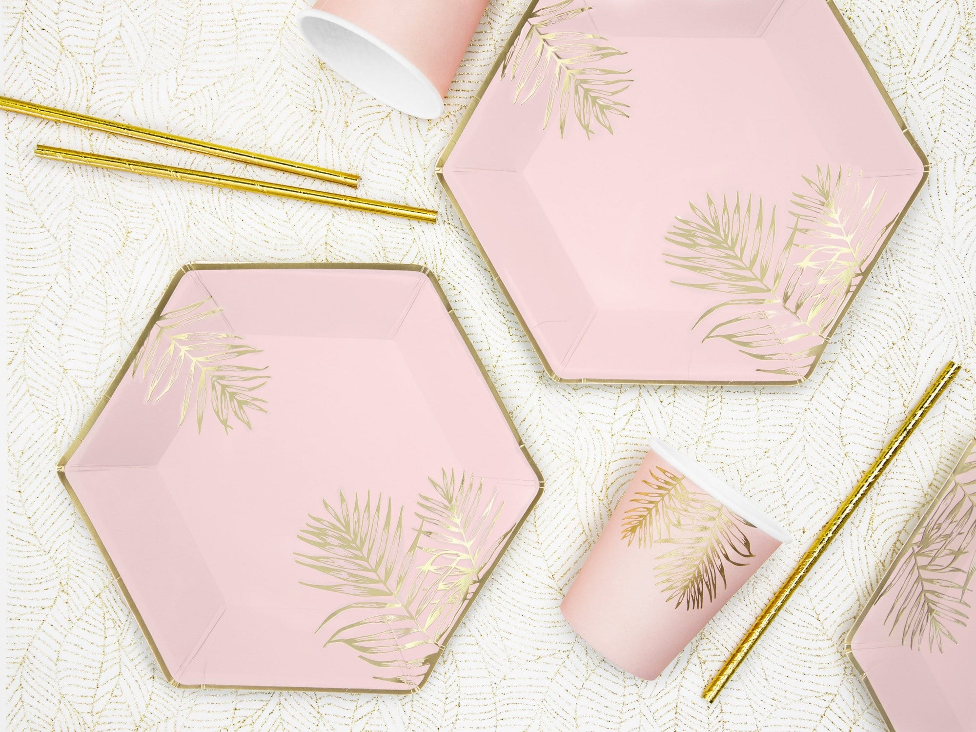 Blush Pink and Gold Leaf Plates - Small