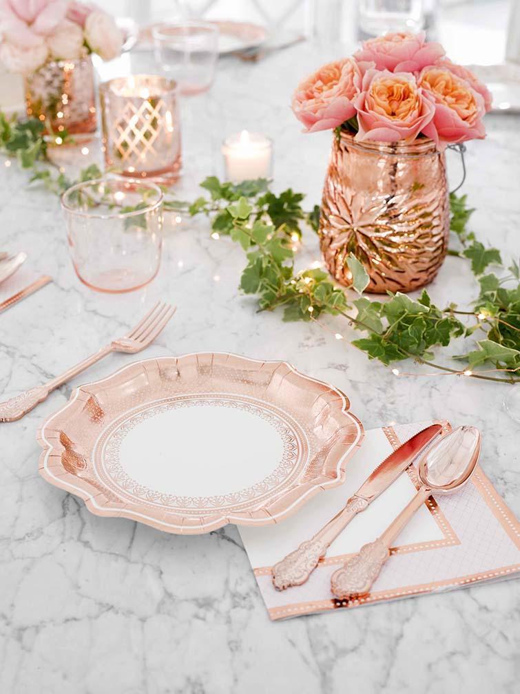 Baroque Disposable Plastic Rose Gold Cutlery