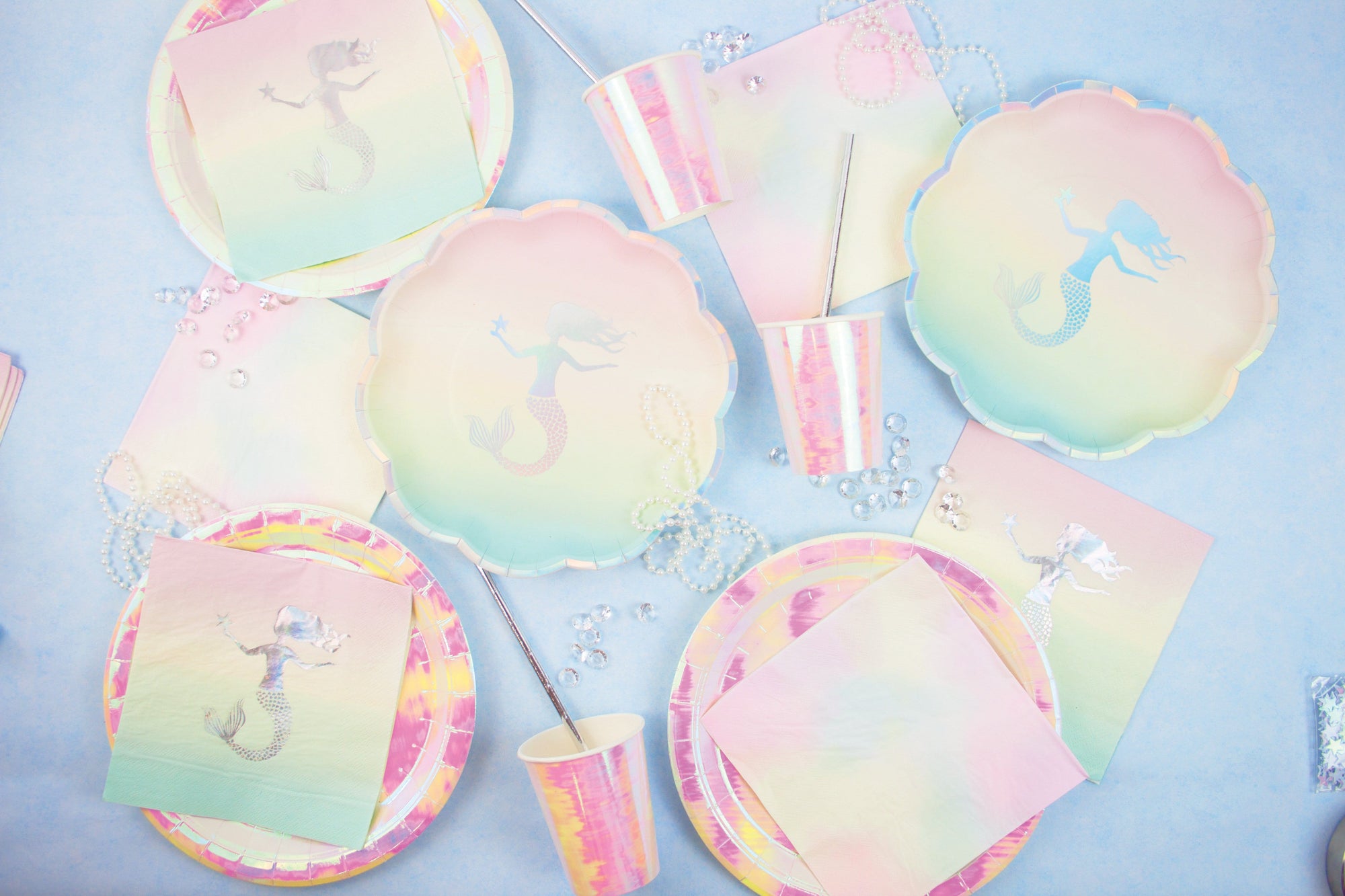Pastel Ombre Mermaid Plates - Large