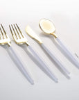 White and Gold Plastic Cutlery