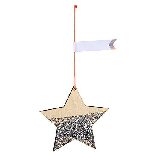 Wooden Glitter Star Ornament
