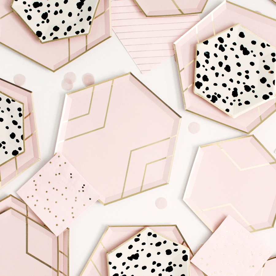 Blush Pink and Gold Hexagon Plates - Small
