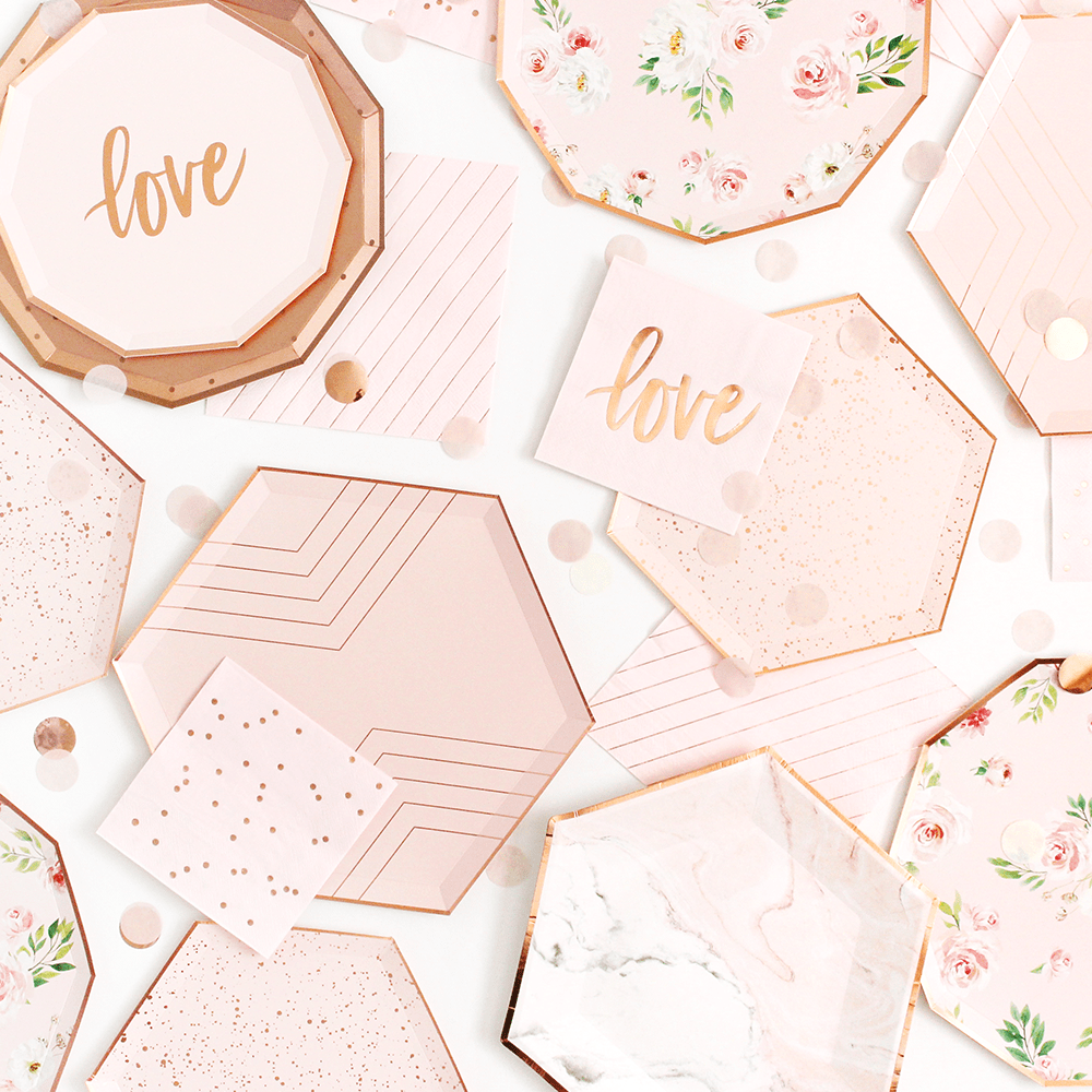 Blush Pink and Rose Gold Drip Plates - Small