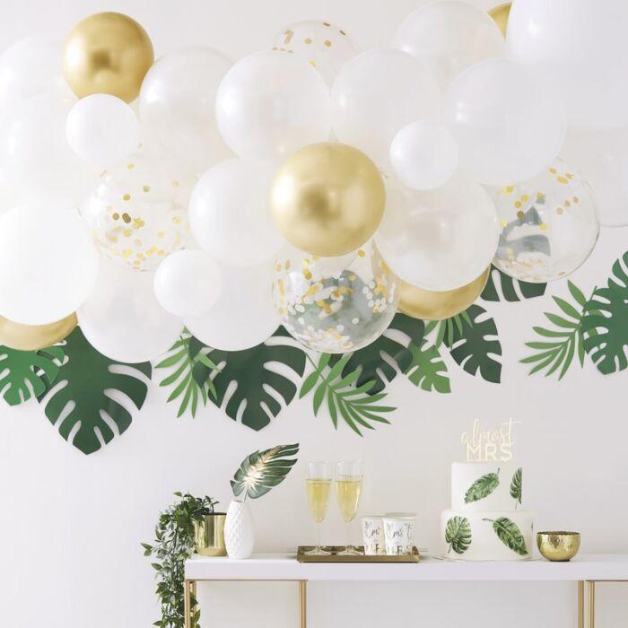 Gold and White Confetti Balloon Arch