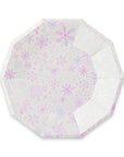 Frosted Iridescent Snowflake Plates