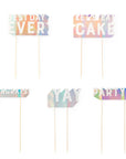 Assorted Iridescent Foil Cake Toppers