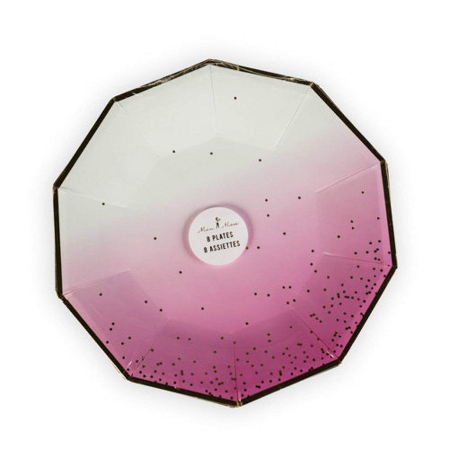 Pink Ombre Glitter Plates - Large