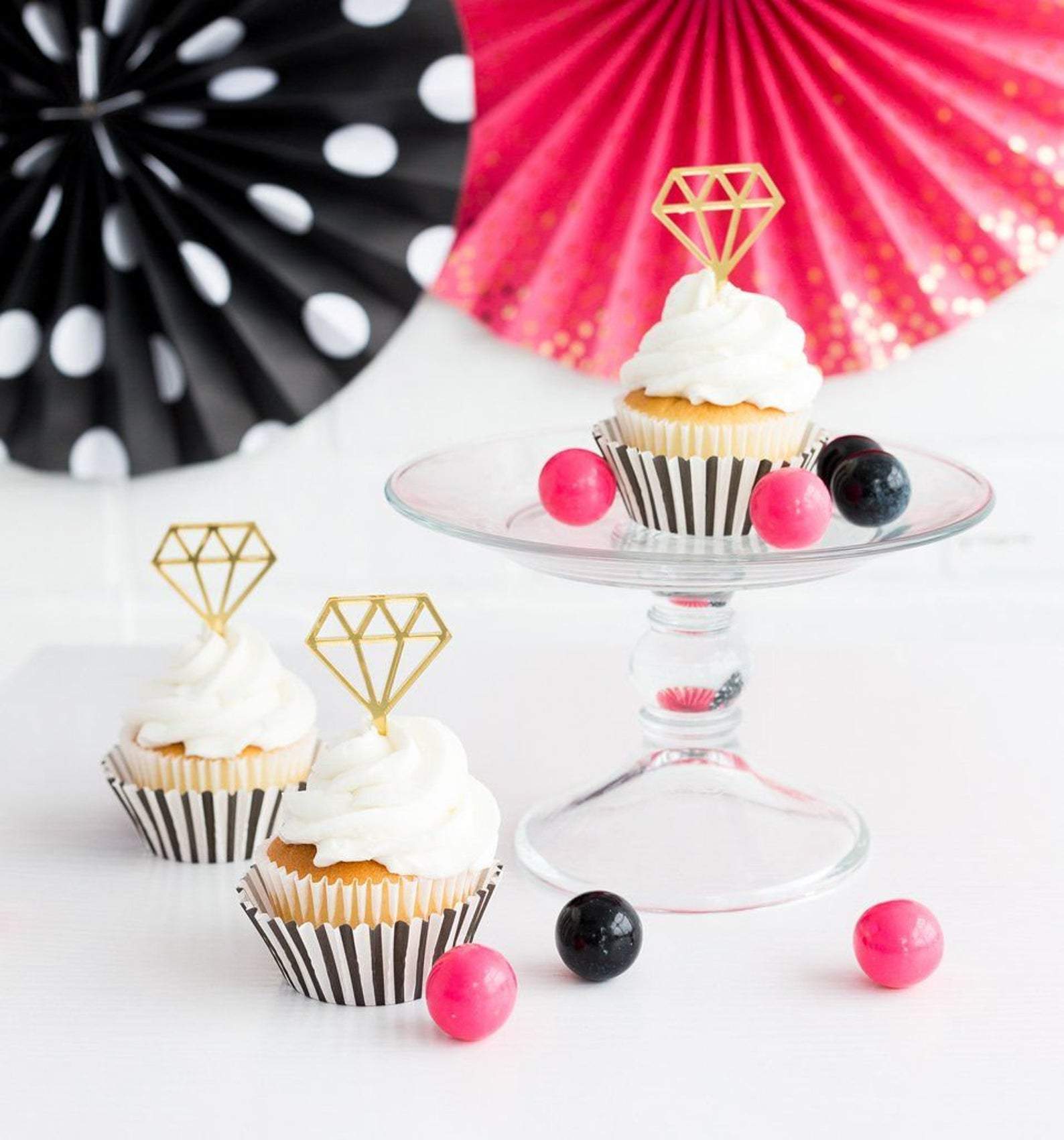 Gold Diamond Toppers Cupcake Kit