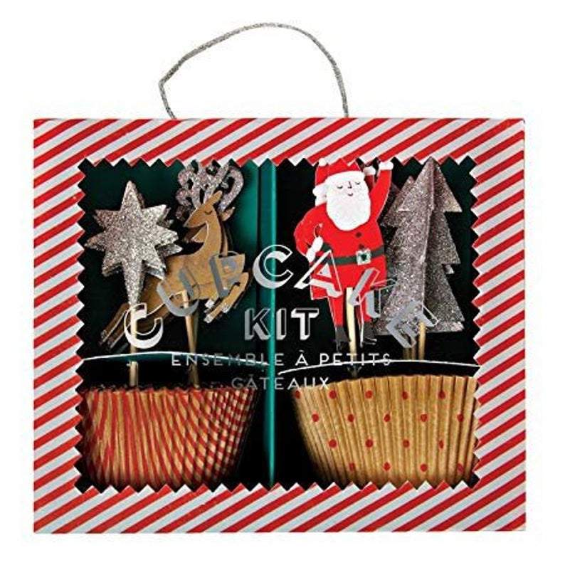 Jingle All the Way Santa, Reindeer, Star, Christmas Tree Cupcake Kit