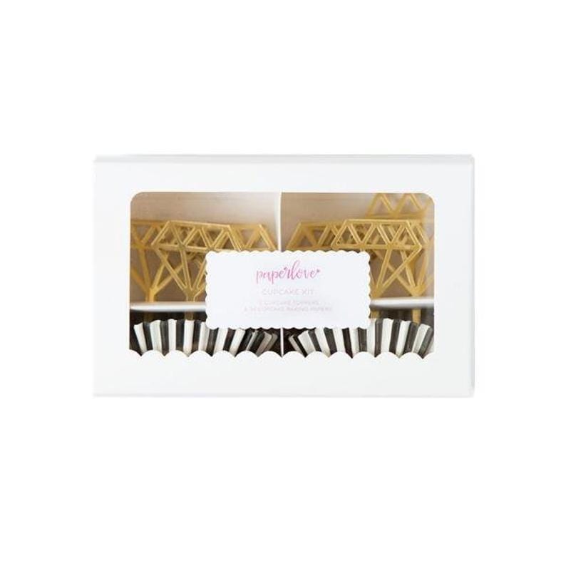 Gold Acrylic Diamond Toppers Cupcake Kit