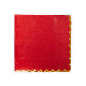 Red and Gold Foil Scalloped Napkins
