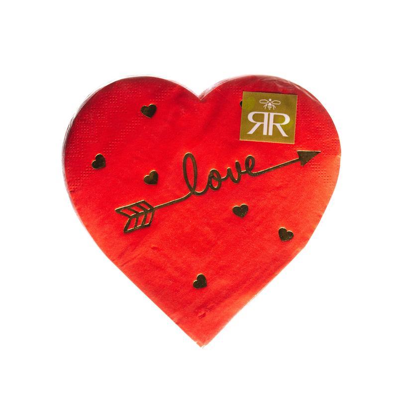 Love Arrow Gold Foil Heart Napkins