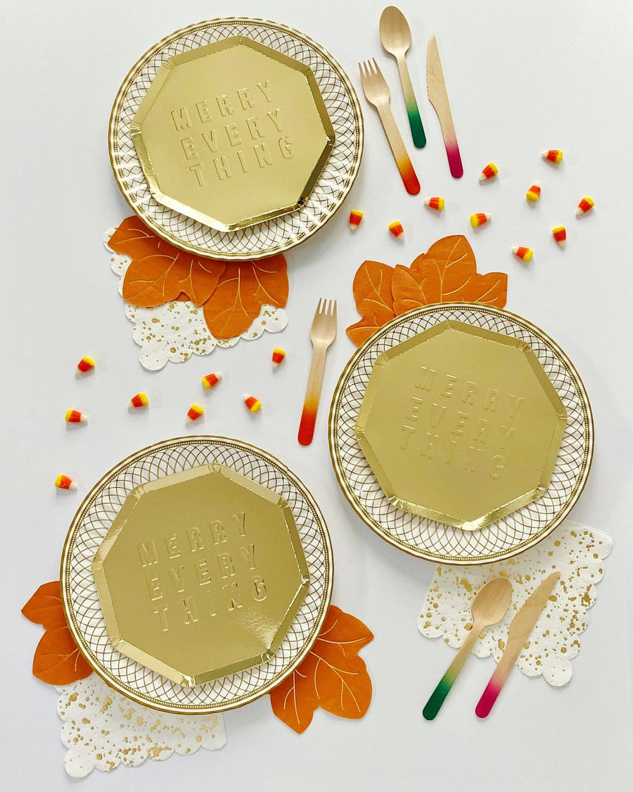 Large Gold Party Porcelain Plates