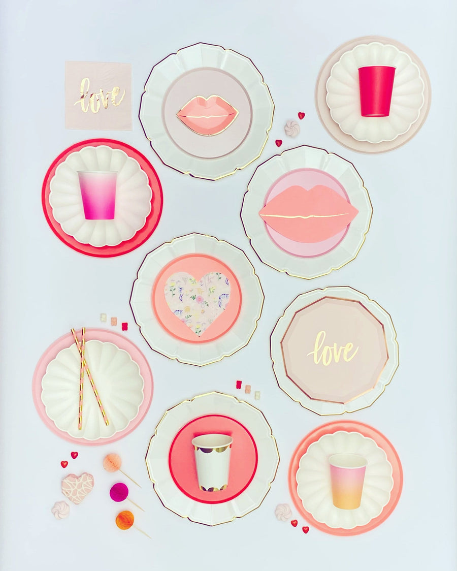 Assorted Pink Ombre Circle Plates - Large