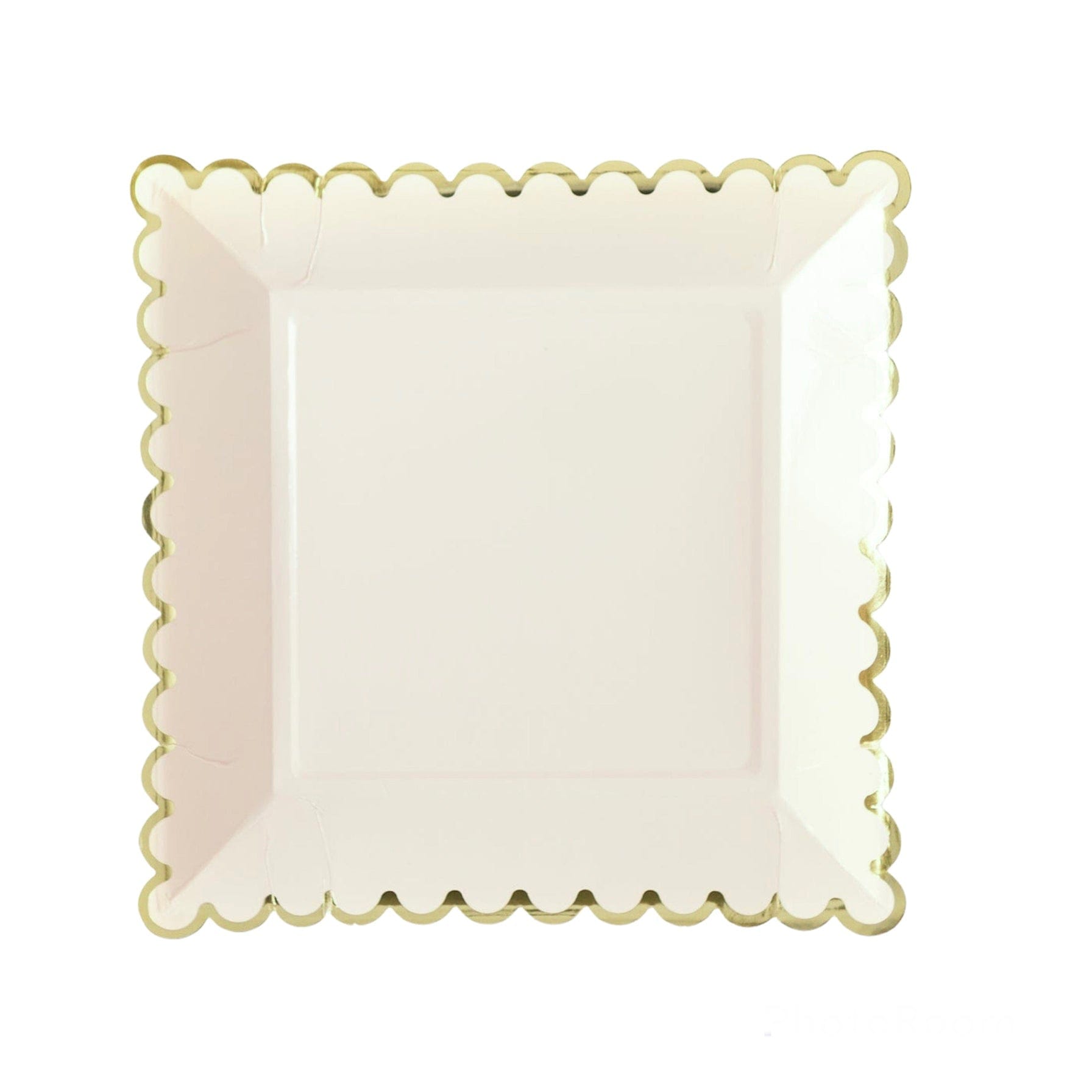 Pale Blush Scalloped Square Plates - Large