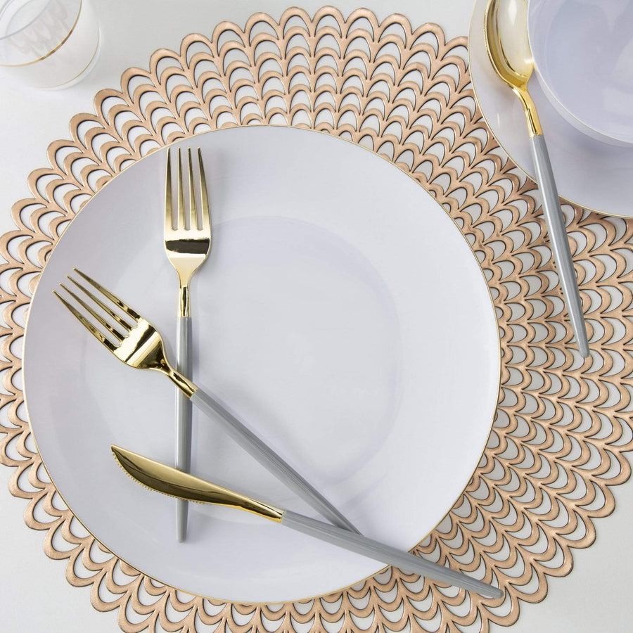 Grey and Gold Plastic Cutlery