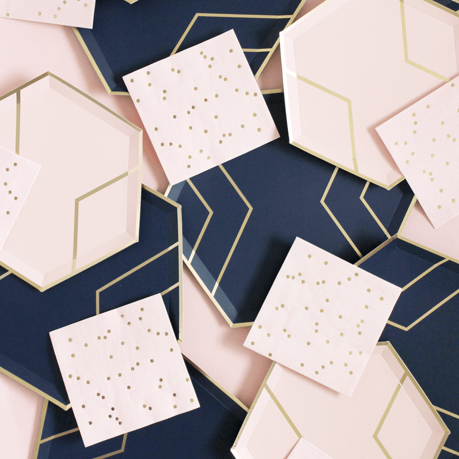 Blush Pink and Gold Hexagon Plates - Small