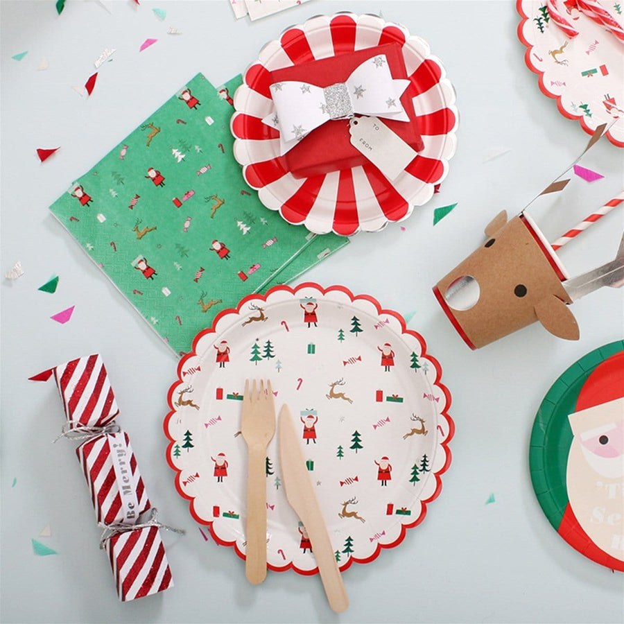 Santa Christmas Candy Pattern Plates - Large