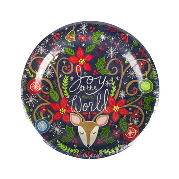 Joy to the World Reindeer Holiday Plates