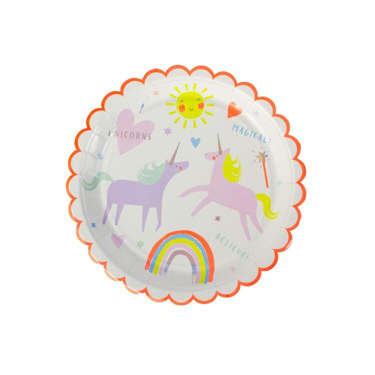 Meri Meri Round Scalloped Unicorn Plates