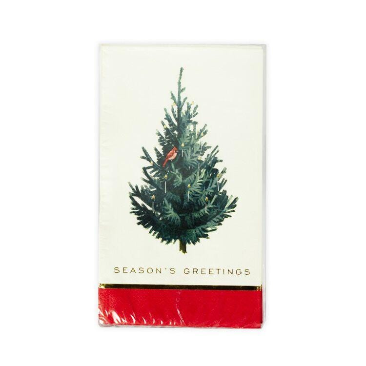 Season&#39;s Greetings Christmas Tree Dinner Napkins
