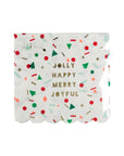 Jolly Happy Merry Joyful Christmas Confetti Scalloped Napkins