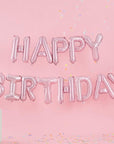 Matte Pink Happy Birthday Balloon Banner