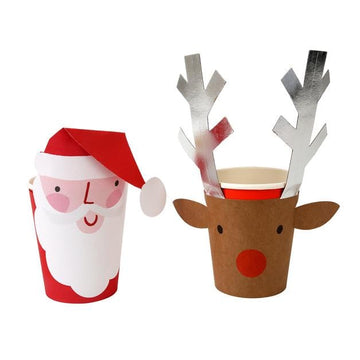 Santa and Silver Foil Reindeer Cups